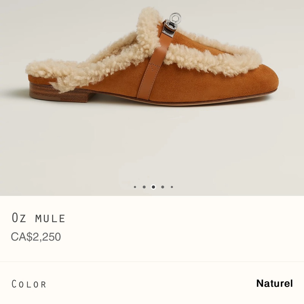 Hermes Oz Mules Shearling 37 New